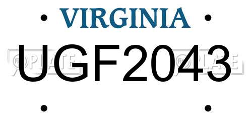 UGF2043 Virginia License Plate
