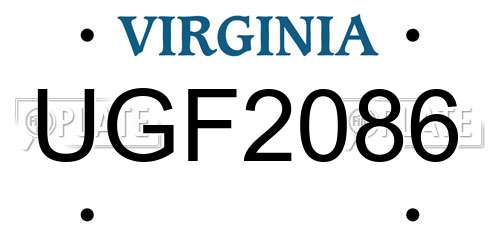 UGF2086 Virginia License Plate