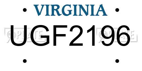UGF2196 Virginia License Plate