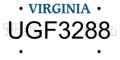 UGF3288 Virginia License Plate