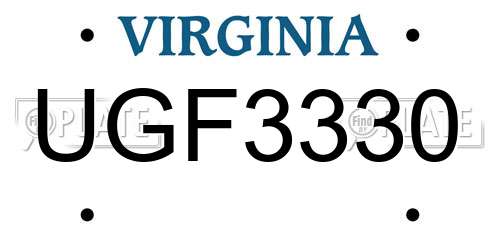 UGF3330 Virginia License Plate