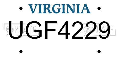UGF4229 Virginia License Plate