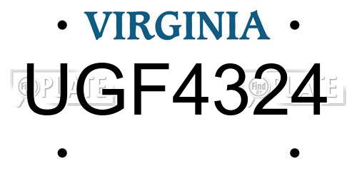 UGF4324 Virginia License Plate