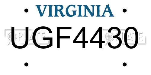 UGF4430 Virginia License Plate