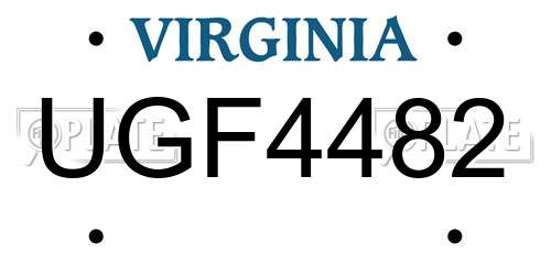 UGF4482 Virginia License Plate