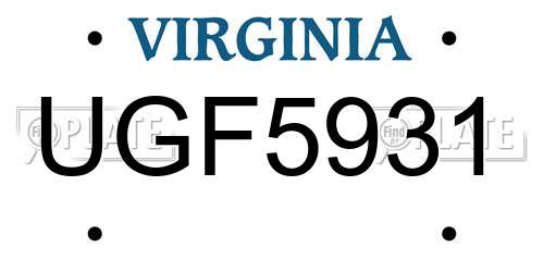 UGF5931 Virginia License Plate