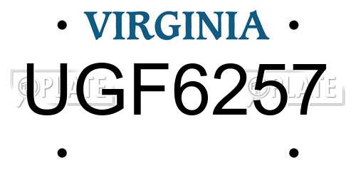 UGF6257 Virginia License Plate
