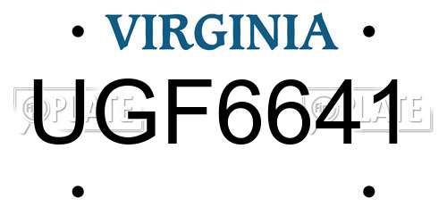 UGF6641 Virginia License Plate