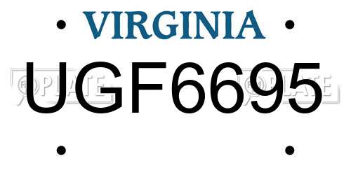 UGF6695 Virginia License Plate