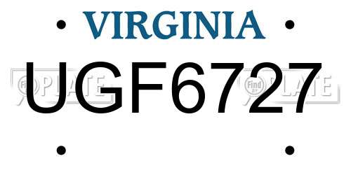 UGF6727 Virginia License Plate