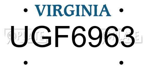 UGF6963 Virginia License Plate