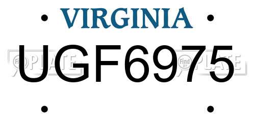 UGF6975 Virginia License Plate