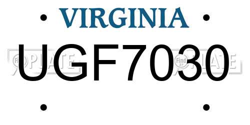 UGF7030 Virginia License Plate