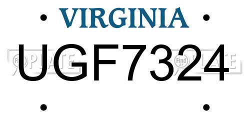 UGF7324 Virginia License Plate