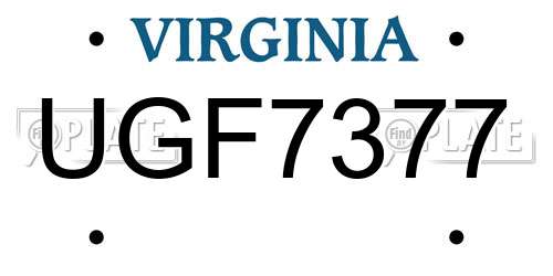UGF7377 Virginia License Plate