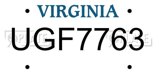 UGF7763 Virginia License Plate