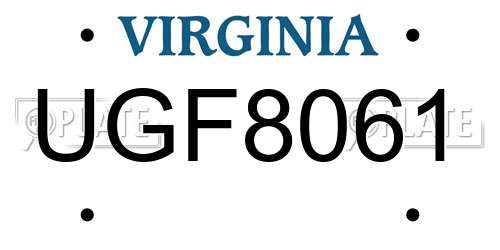 UGF8061 Virginia License Plate