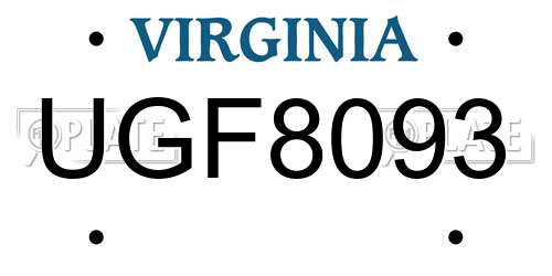 UGF8093 Virginia License Plate