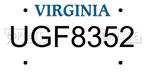 UGF8352 Virginia License Plate