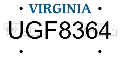 UGF8364 Virginia License Plate