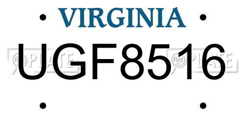 UGF8516 Virginia License Plate