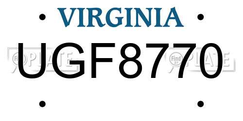 UGF8770 Virginia License Plate