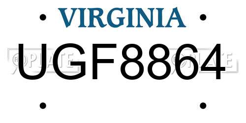 UGF8864 Virginia License Plate