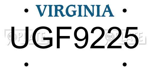 UGF9225 Virginia License Plate