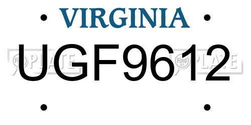 UGF9612 Virginia License Plate