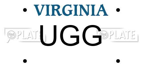 UGG Virginia License Plate
