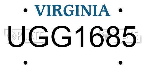 UGG1685 Virginia License Plate