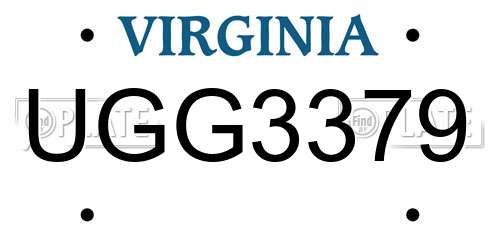 UGG3379 Virginia License Plate