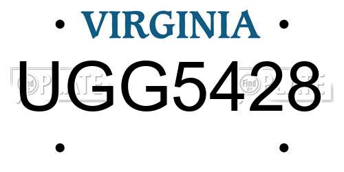 UGG5428 Virginia License Plate