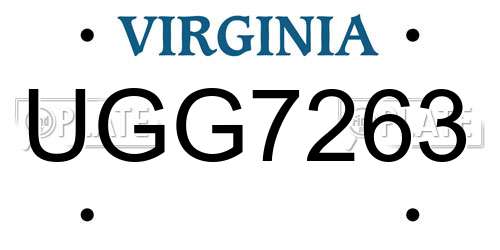 UGG7263 Virginia License Plate