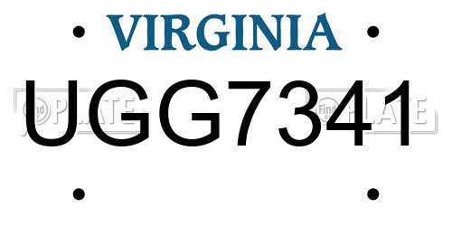 UGG7341 Virginia License Plate