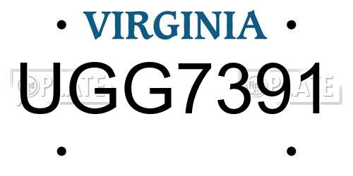 UGG7391 Virginia License Plate