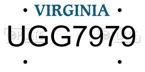 UGG7979 Virginia License Plate