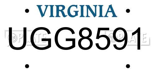 UGG8591 Virginia License Plate