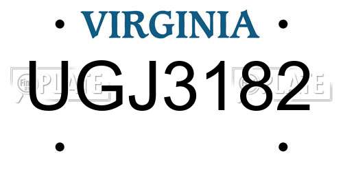 UGJ3182 Virginia License Plate