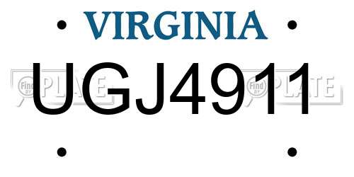 UGJ4911 Virginia License Plate