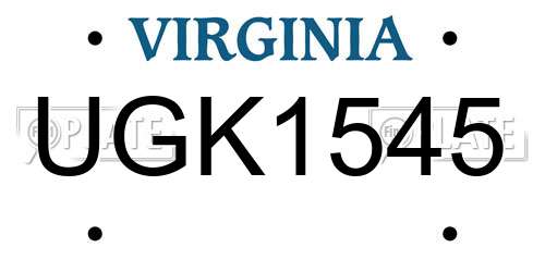 UGK1545 Virginia License Plate