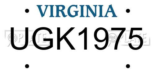 UGK1975 Virginia License Plate