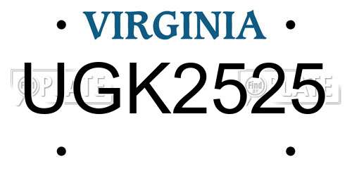 UGK2525 Virginia License Plate