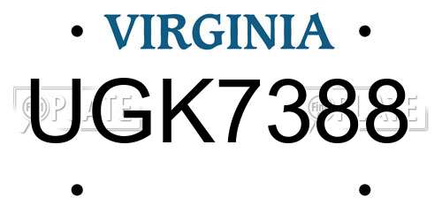 UGK7388 Virginia License Plate