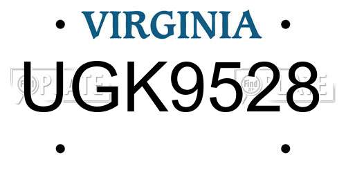 UGK9528 Virginia License Plate