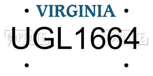 UGL1664 Virginia License Plate