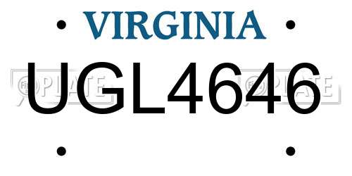 UGL4646 Virginia License Plate