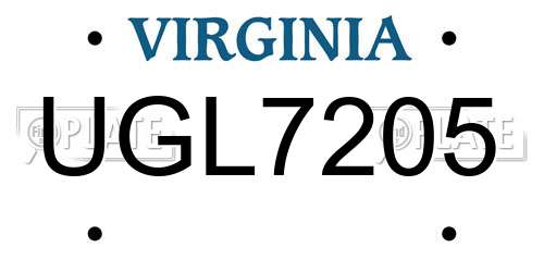 UGL7205 Virginia License Plate