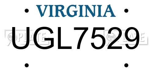 UGL7529 Virginia License Plate
