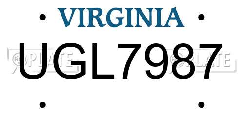 UGL7987 Virginia License Plate